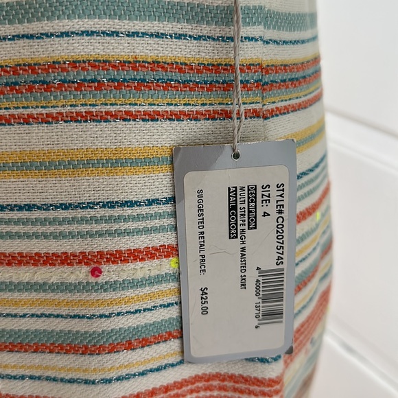 Gorgeous Bill Blass New York designer Multi Stripe high waisted skirt $425 NWT - Picture 3 of 10